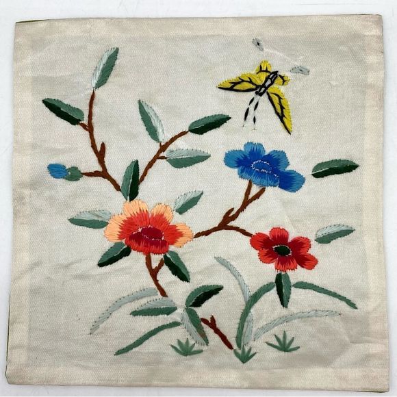 Vintage Dun Huang Chinese Silk Hand Embroidered Tapestries Doilies Set of Five - Picture 3 of 12